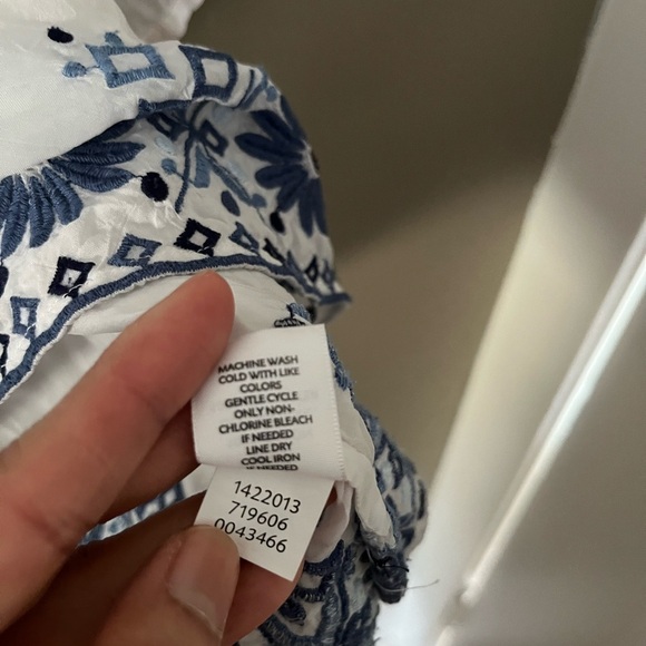 J.Jill White Blue Embroidered Boho Sheer Tunic Top Women’s S - Picture 11 of 13